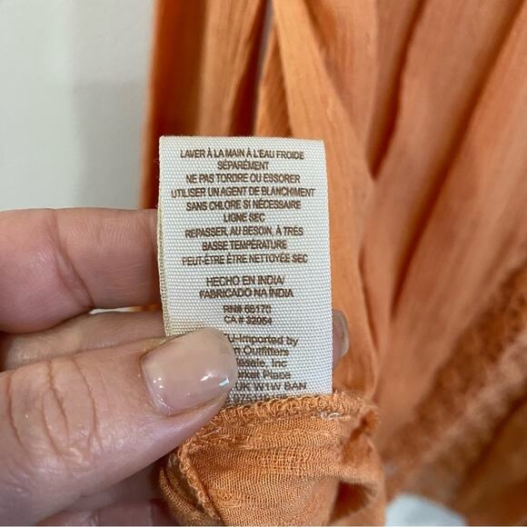 Free People “The Best” Crochet Button Down Blouse in Orange Size Small - Picture 8 of 8